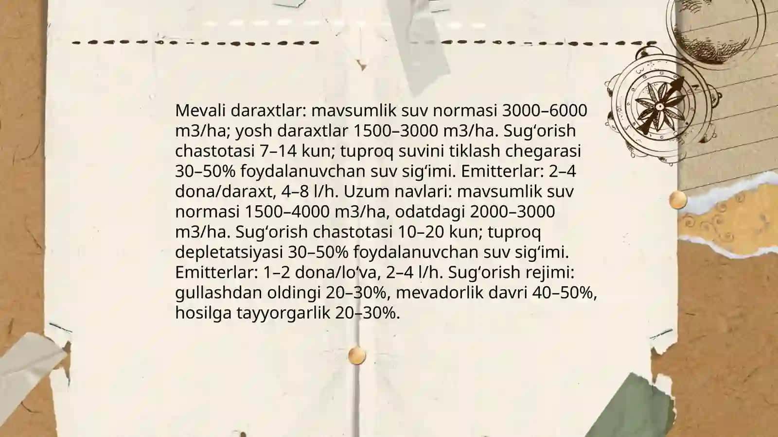 Mevali bogʻlar va uzumzorlarda tomchilatib sugʻorish usulini qoʻllash 4