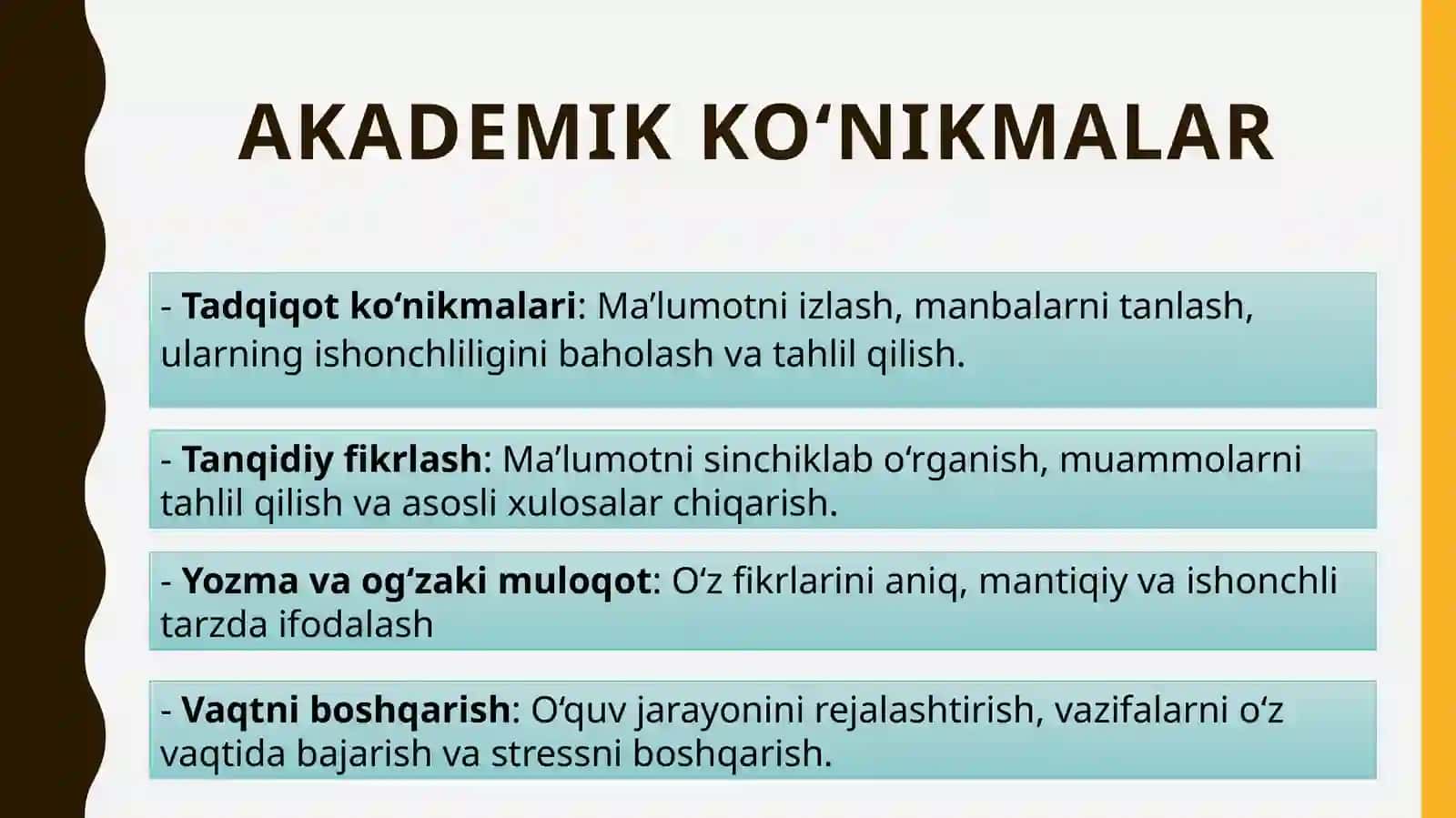 Akademikkoʻnikmalarningtalabalarfoilyatidagiahamtativadolzarbligi 4