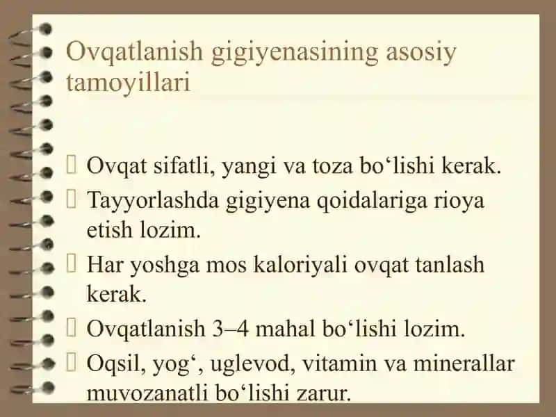 OVQATLANISH GIGIYENASI VA EMIZIKLI BOLANING OVQATLANISHI 4