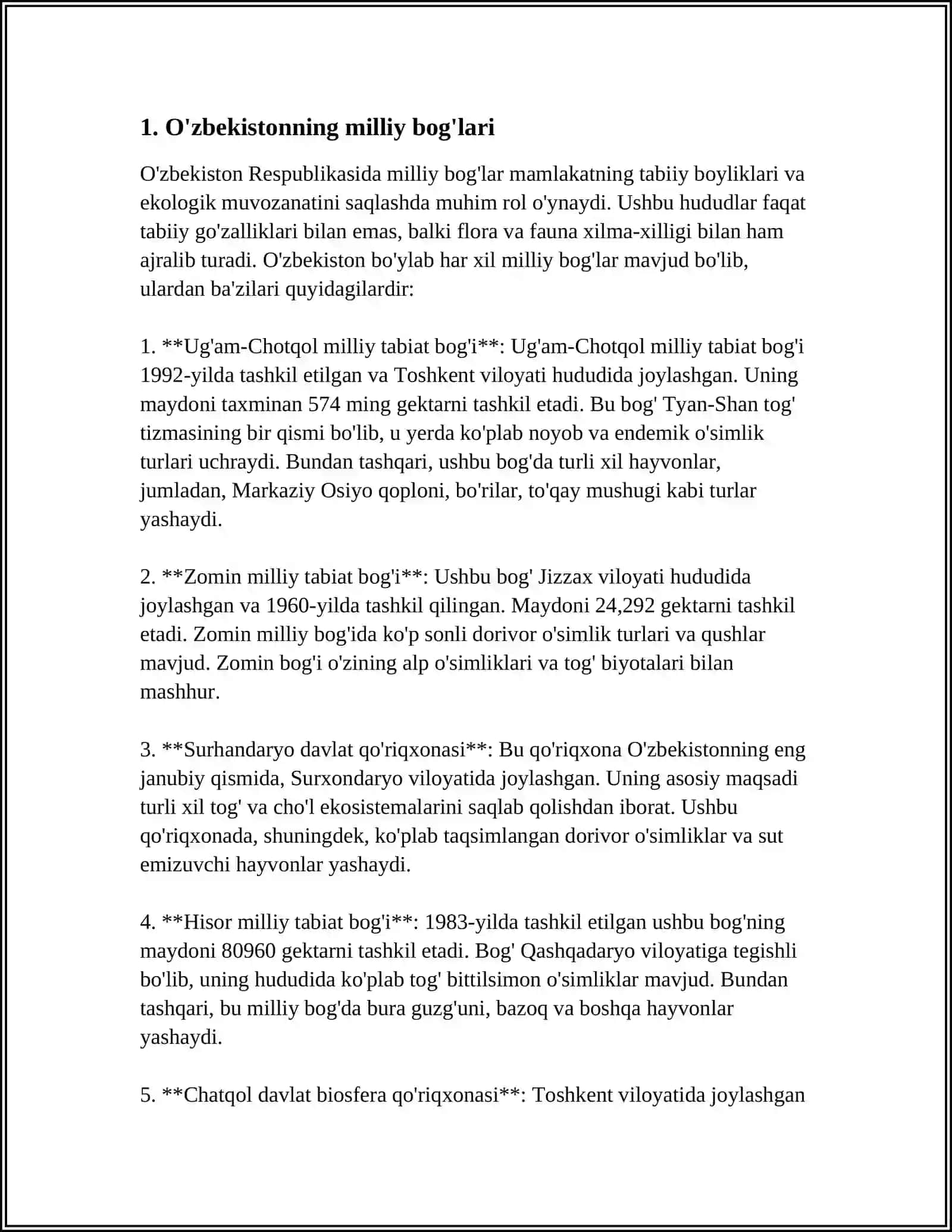 O'ZBEKISTONNING ALOHIDA MUHOFAZA ETILADIGAN HUDUDLARI HISOR TOG' TIZMASIGA TAVSIF 4