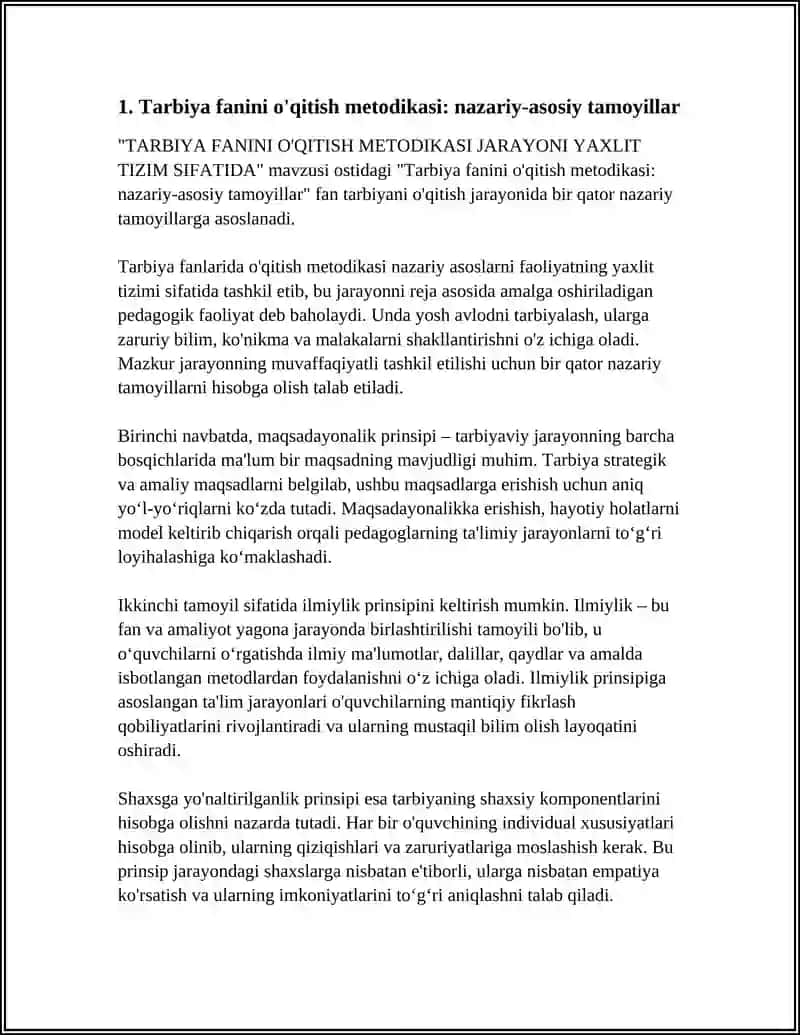 TARBIYA FANINI O'QITISH METODIKASI JARAYONI YAXLIT TIZIM SIFATIDA 4