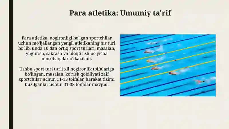 Para yengil atletika sport turining umumiy tavsifi, tasnifi, rivojlanish bosqichlari 4