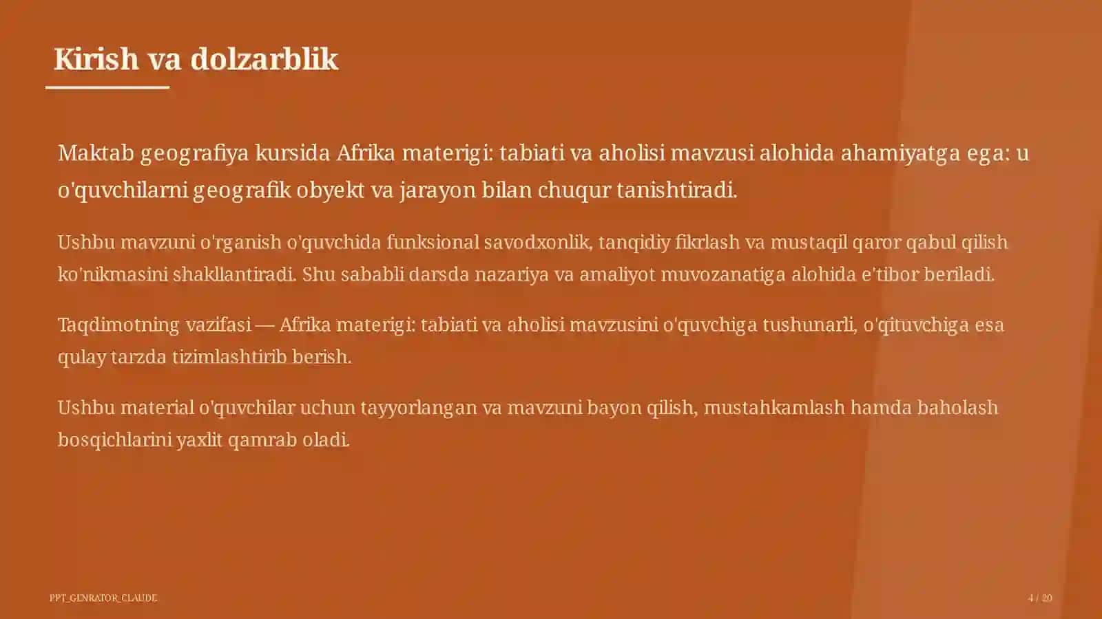 Afrika materigi: tabiati va aholisi (7-sinf) 4