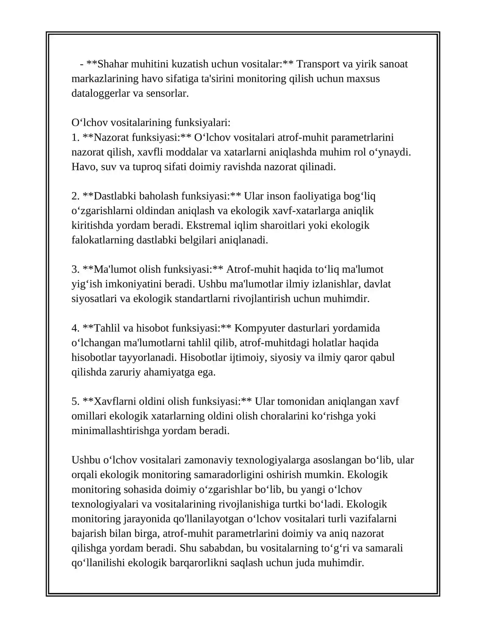 EKOLOGIYA SOHASIDAGI OLCHOV VOSITALARINING XAREKTERIKASI 4
