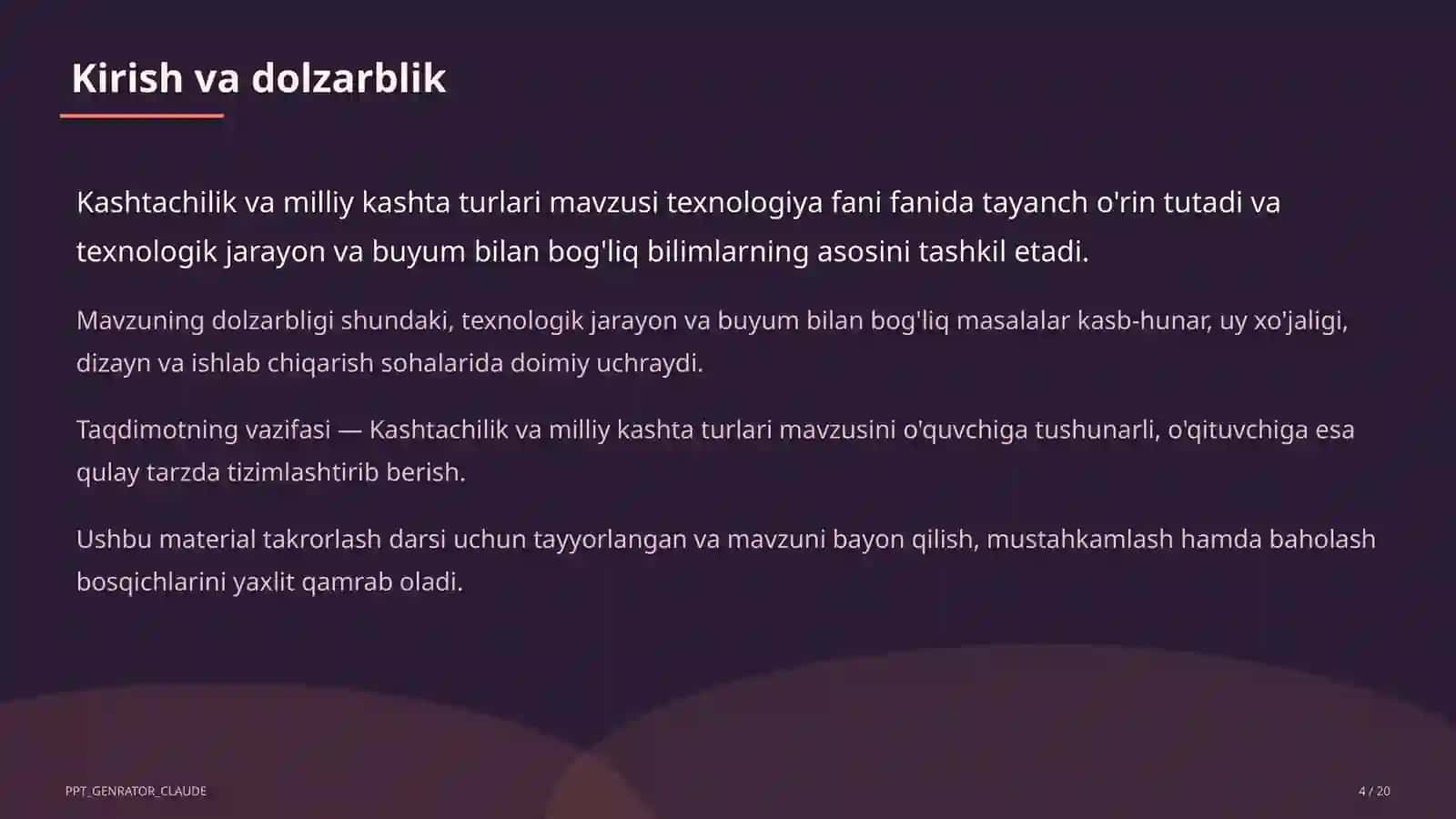 Kashtachilik va milliy kashta turlari (5-sinf) 4