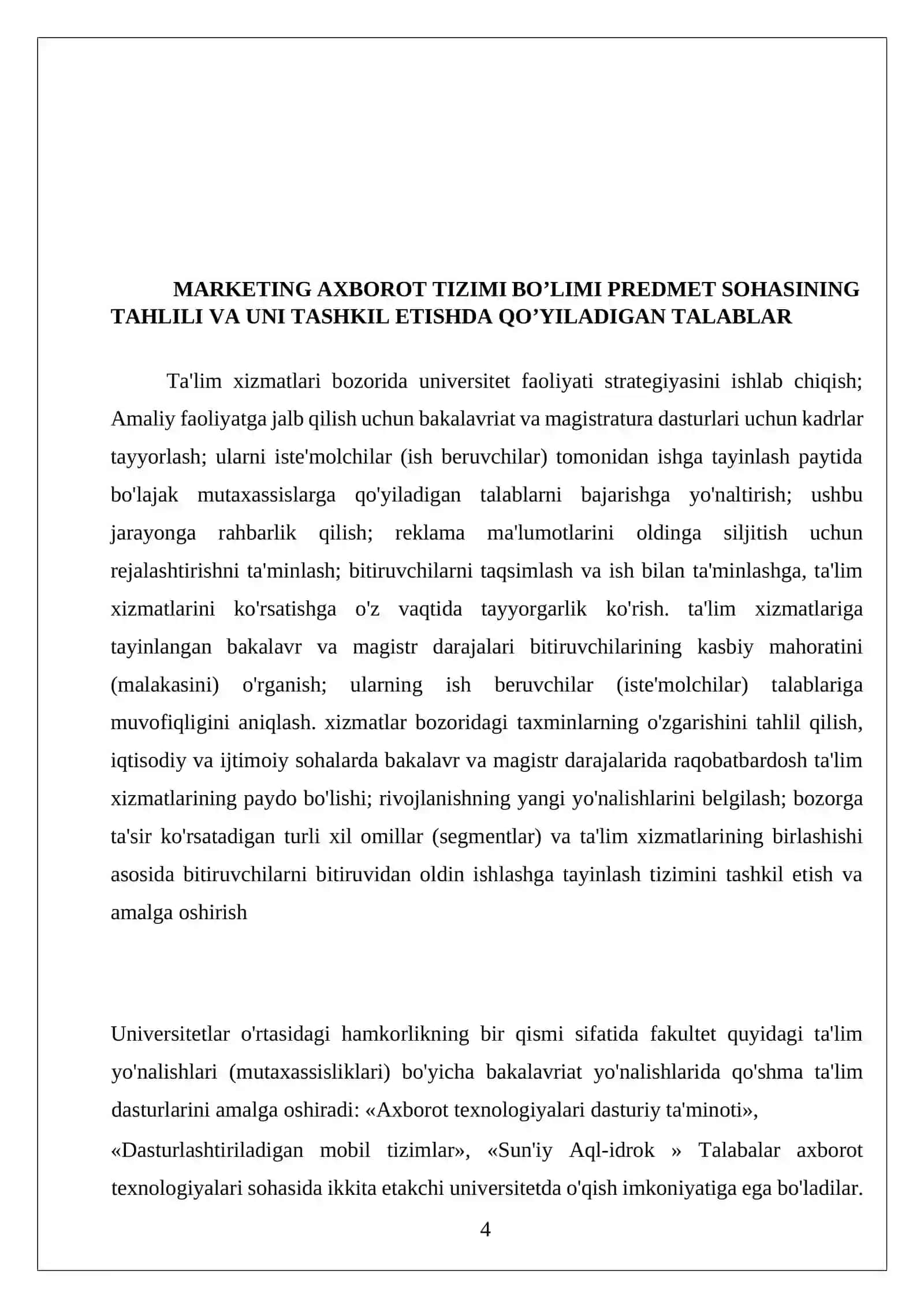"MARKETING AXBOROT TIZIMI” haqida  mobil ilovasini ishlab chiqish loyihasi 4