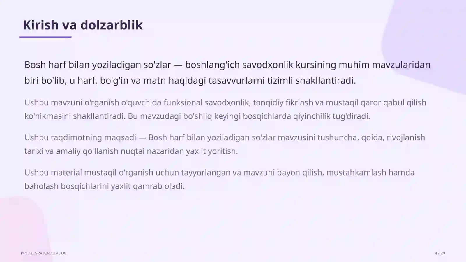 Bosh harf bilan yoziladigan so'zlar (2-sinf) 4