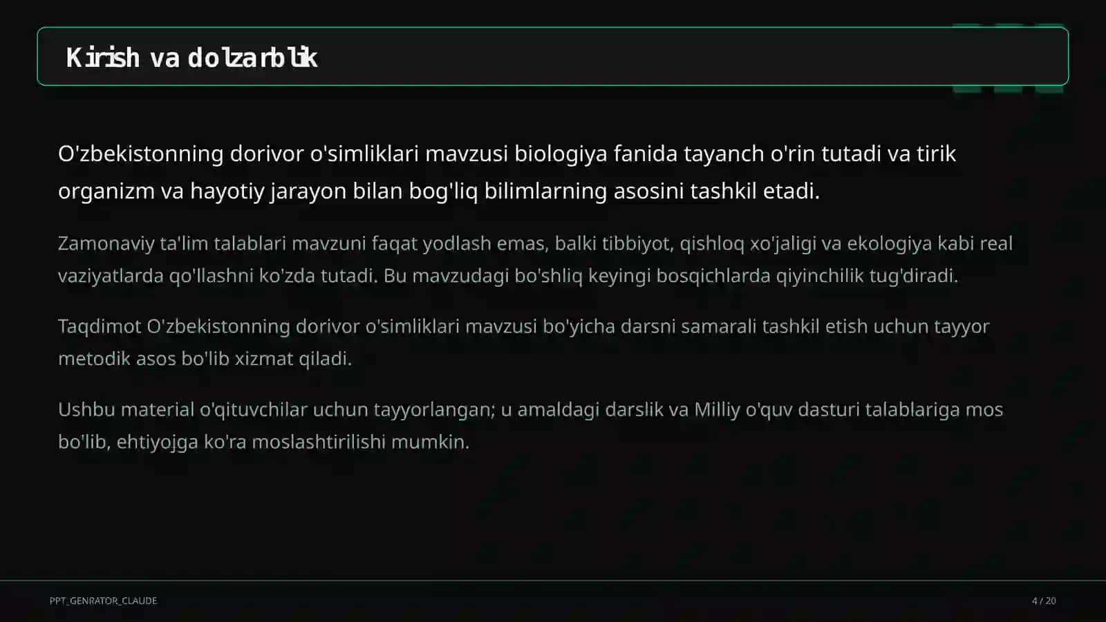 O'zbekistonning dorivor o'simliklari (6-sinf) 4