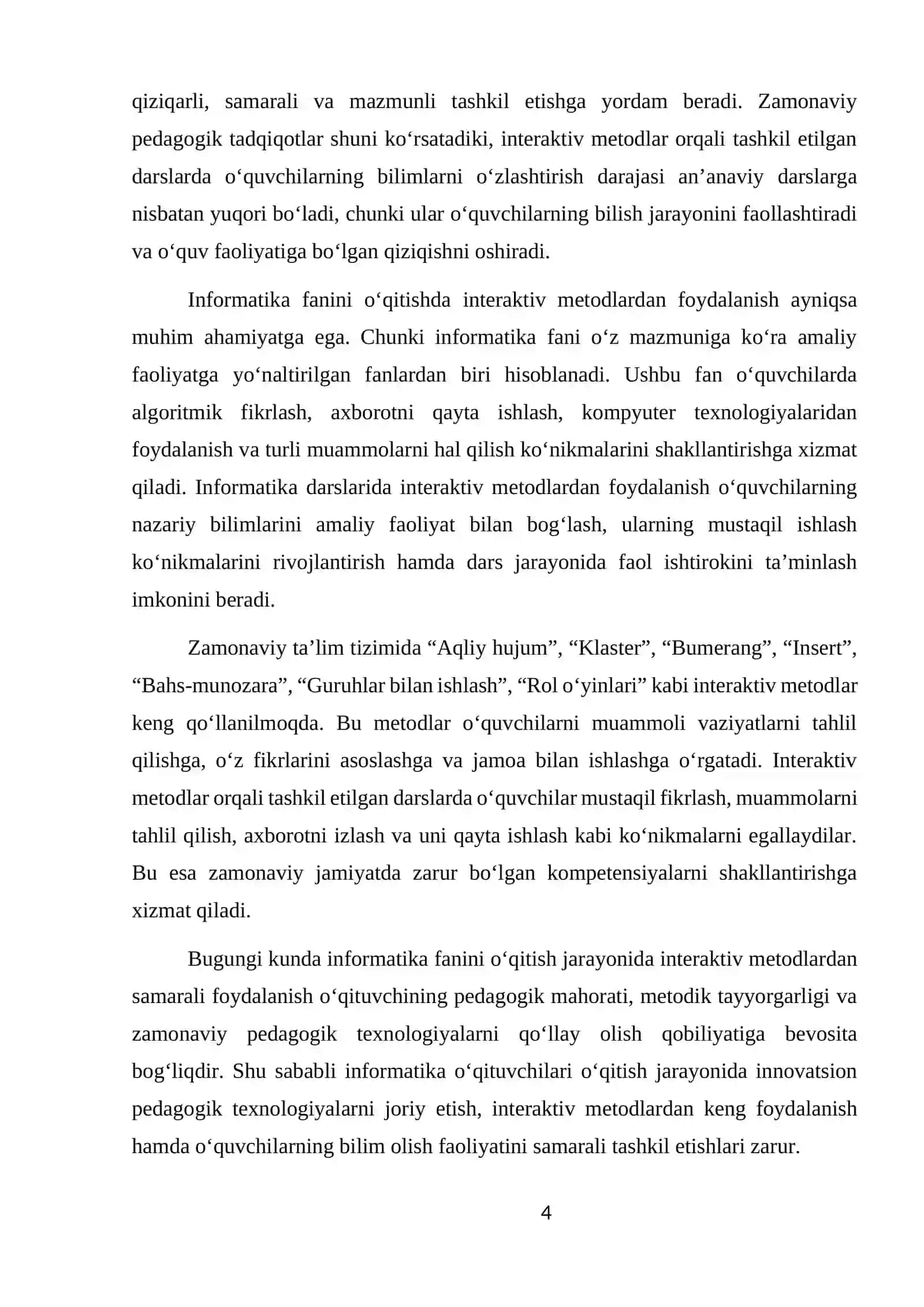 Informatika fanini o‘qitishda interaktiv metodlardan foydalanish imkoniyatlari 4