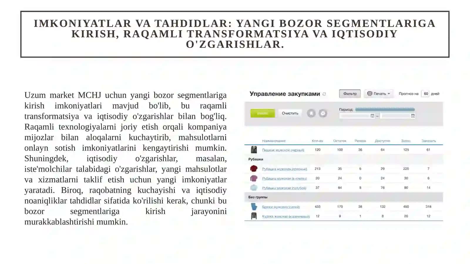 Uzum market MCHJ. Swot tahlil 4
