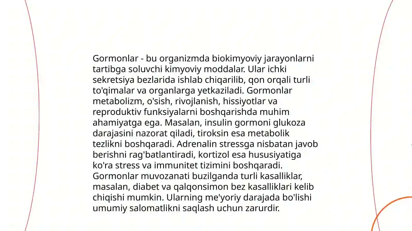 Gormonlar. Prostoglandinlar va ularning biologik ahamiyati 4