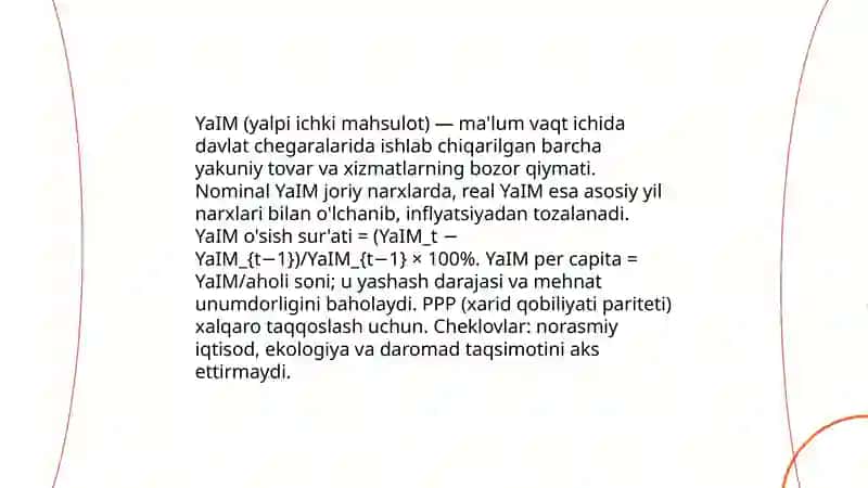 Iqtisodiyot o'sishning mohiyati asosiy tavsifnomasi va modeli 4