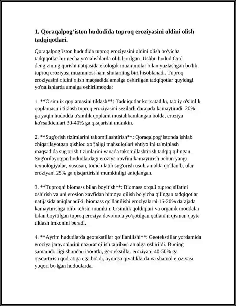 Tuproq eroziyasi oldini olish tadqiqotlari 4