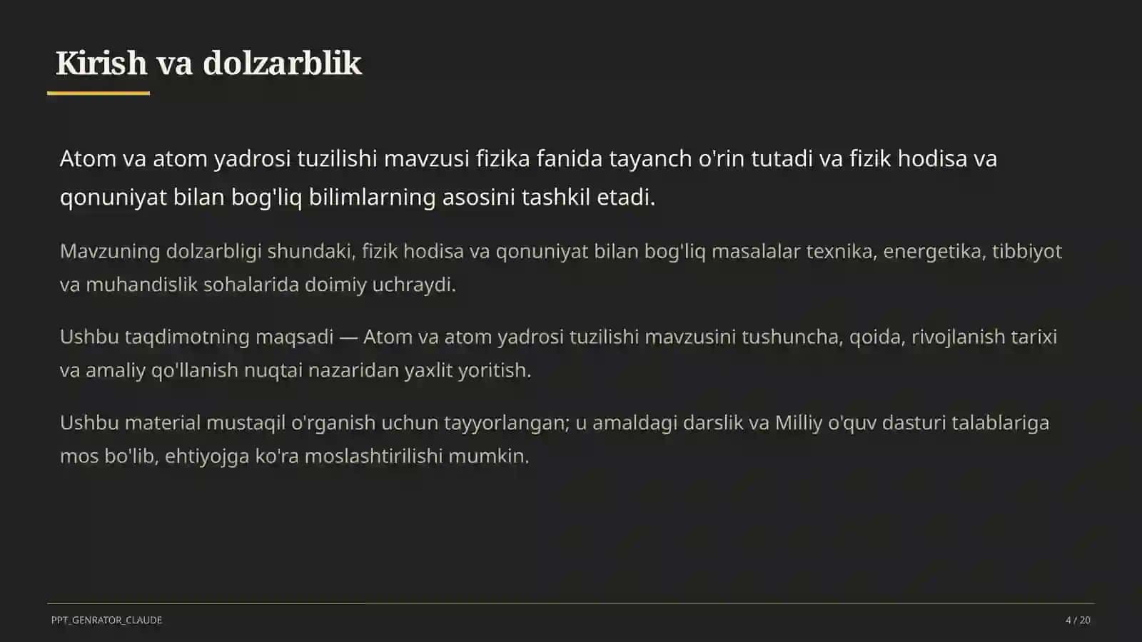 Atom va atom yadrosi tuzilishi (11-sinf) 4