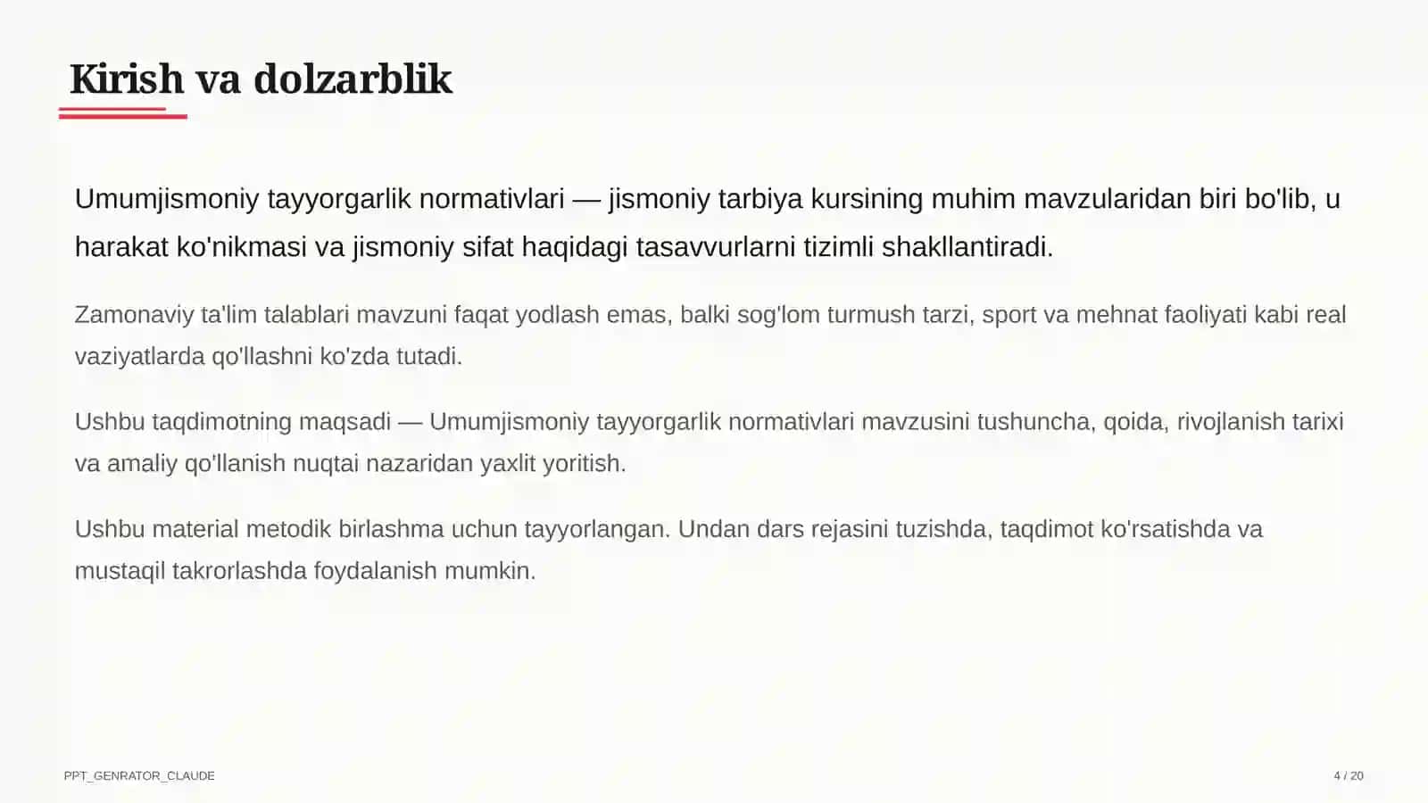 Umumjismoniy tayyorgarlik normativlari (10-sinf) 4