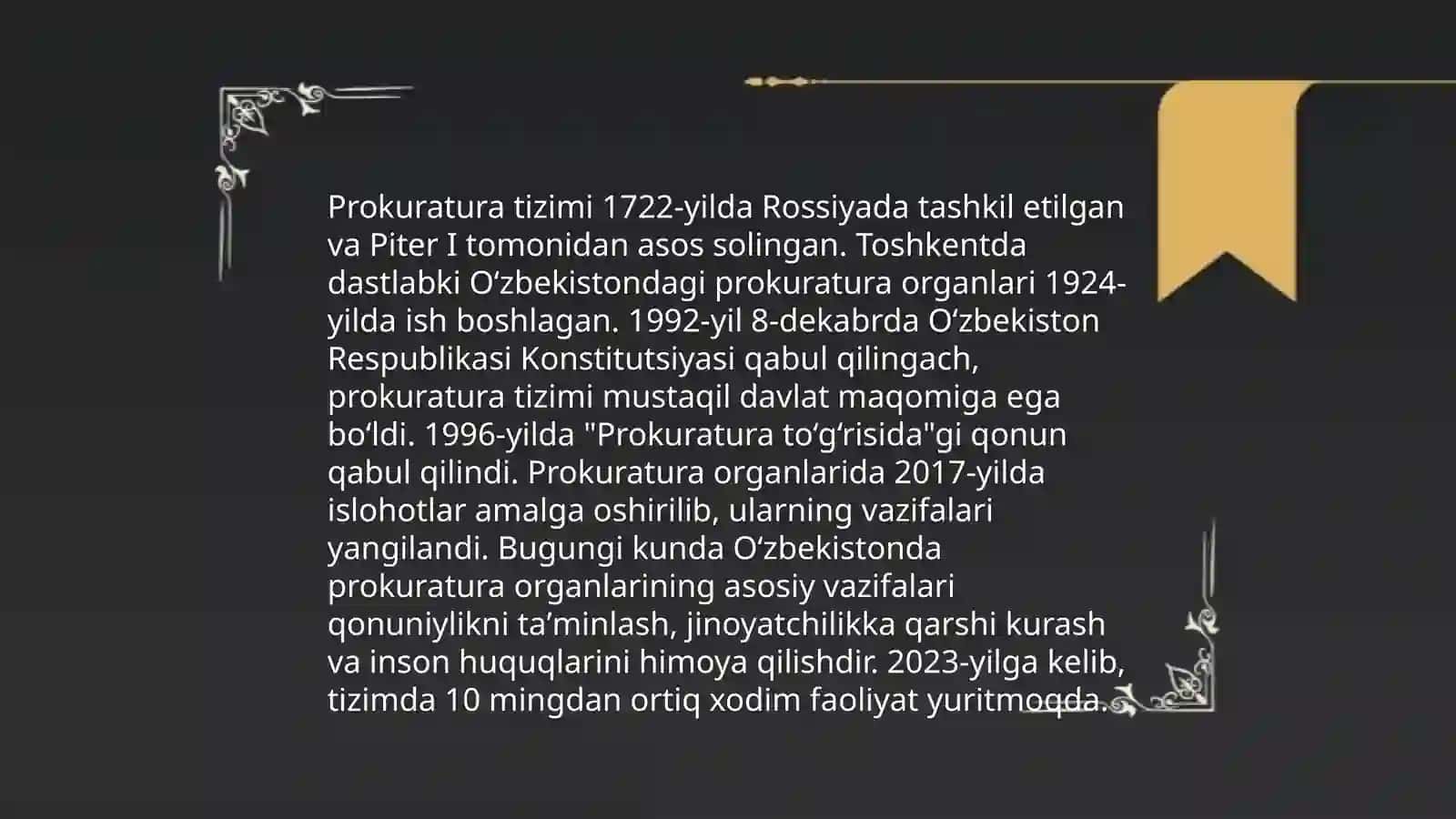 PROKURATURA ORGANLARI FAOLIYATINING TASHKILIY-HUQUQIY ASOSLARI 4