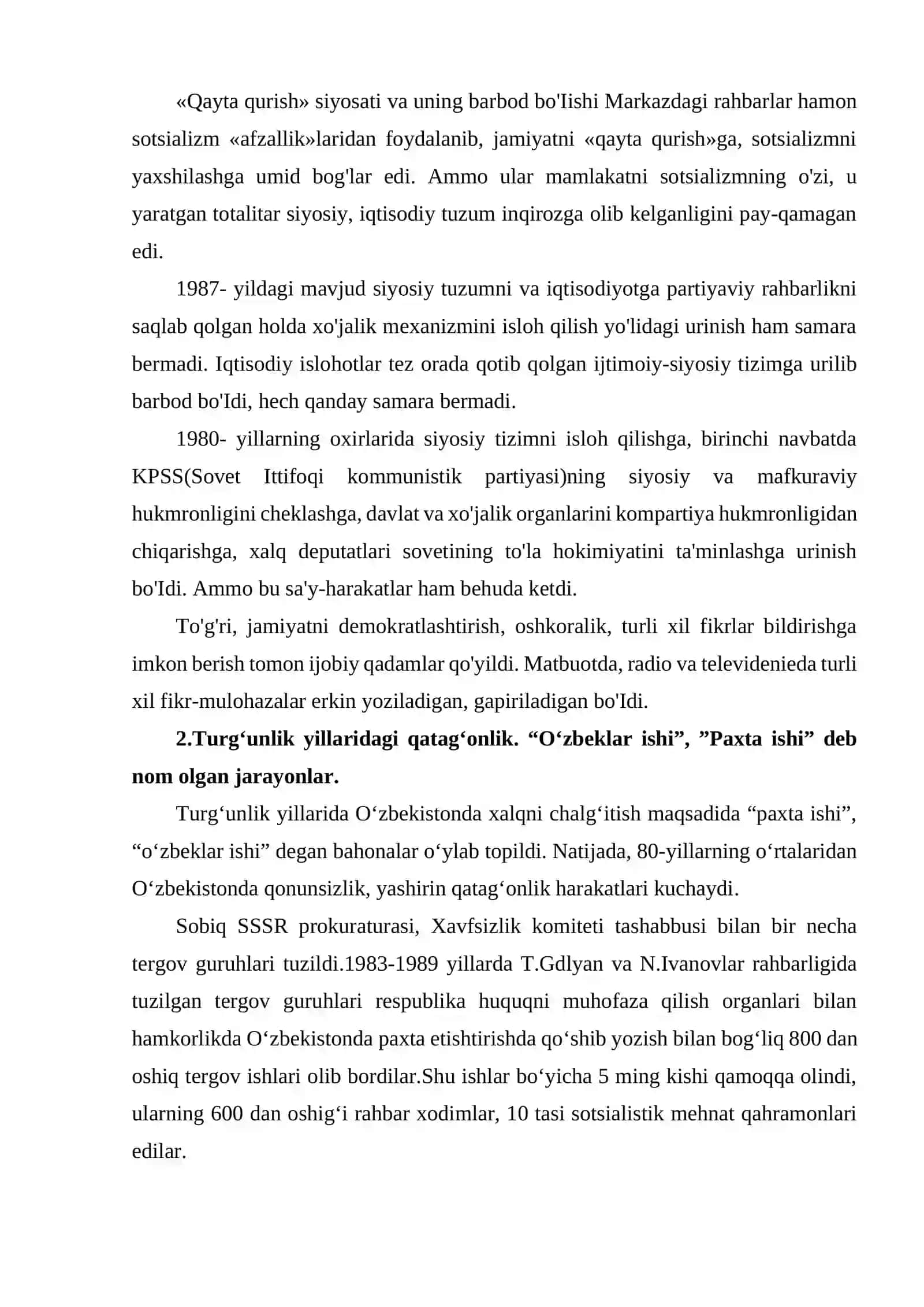 O’zbekiston mustaqilligi yo’lidagi dastlabki qadamlar. O’zbekistonda Prezidentlik boshqaruvining joriy etilishi 4
