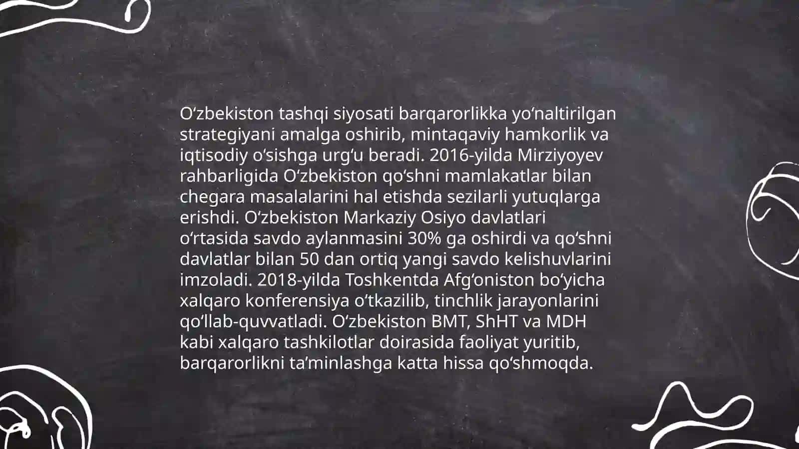 O‘zbekistonning Markaziy Osiyoda tinchlik va barqarorlikni ta’minlashdagi o‘rni 4