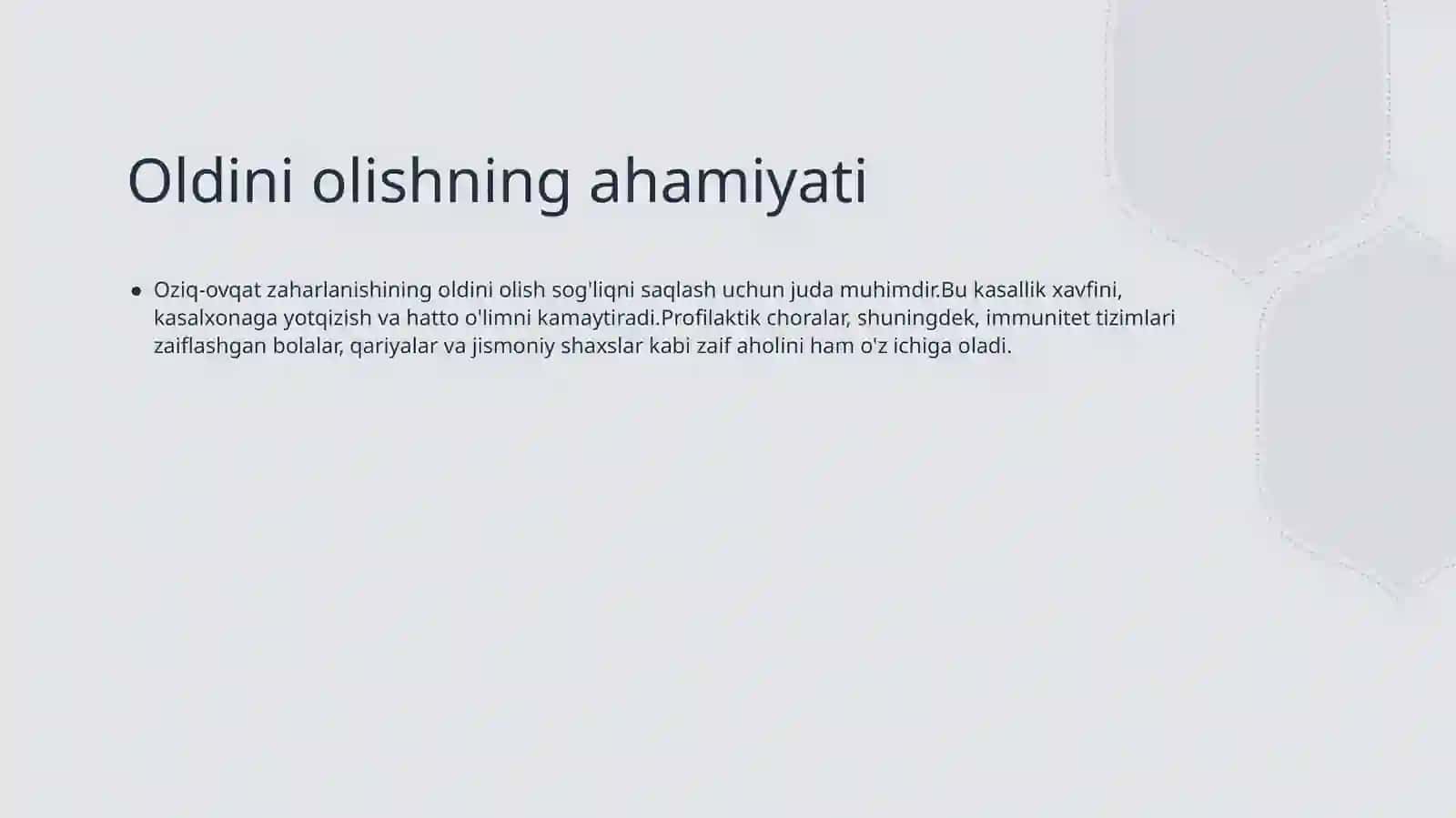 Oziq-ovqat zaharlanish va uni boshqarish bo'yicha choralar 4