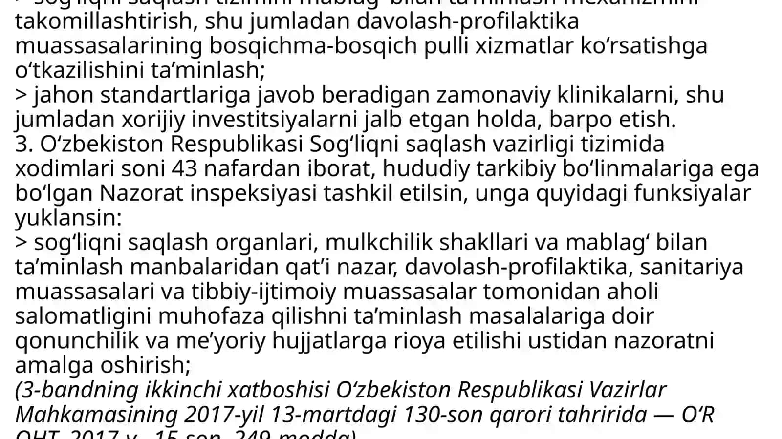 Fuqarolar sogʻligini saqlash toʼgʼrisidagi asosiy qonun va meʼyoriy hujjatlari 4