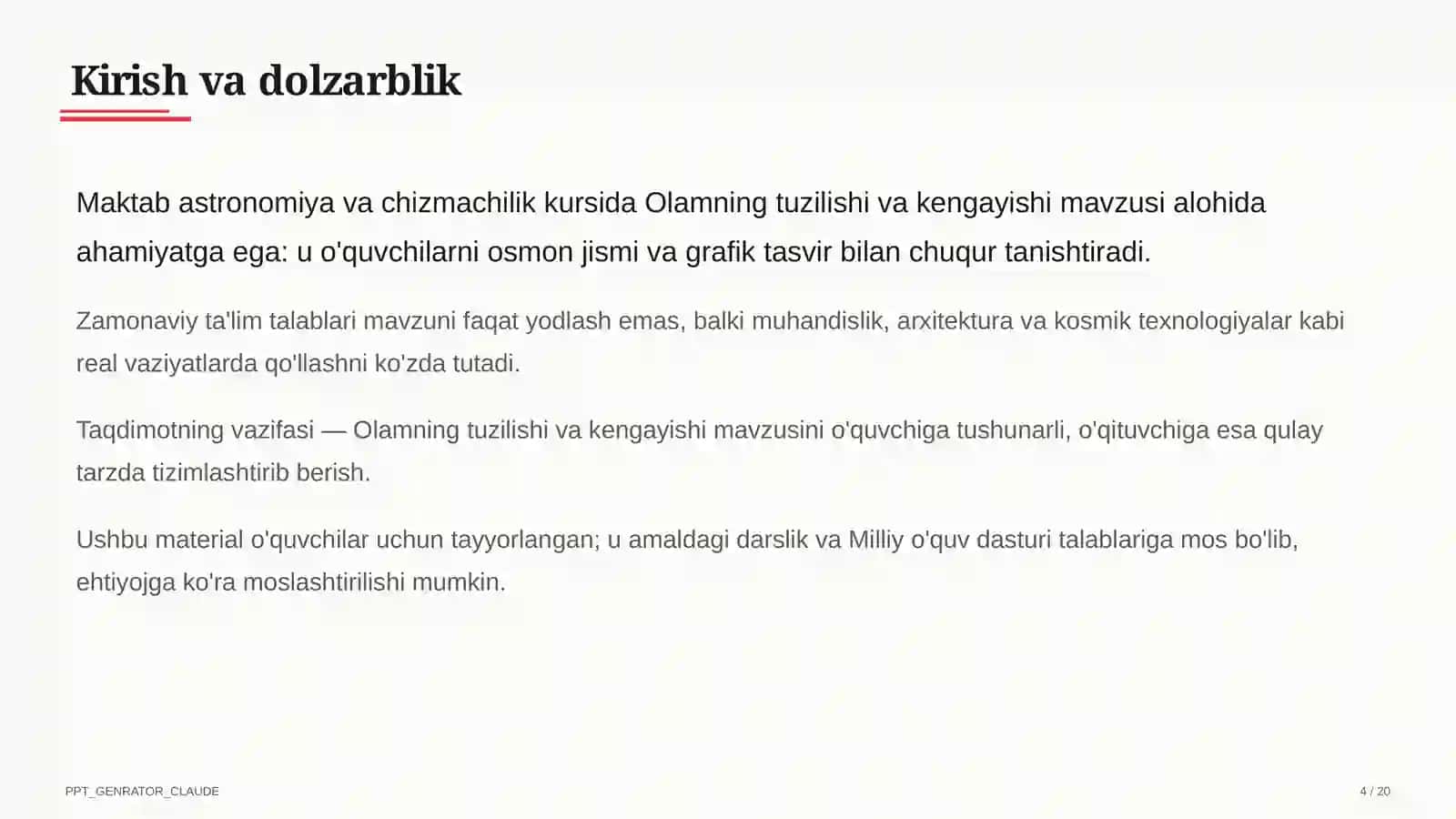 Olamning tuzilishi va kengayishi (11-sinf) 4