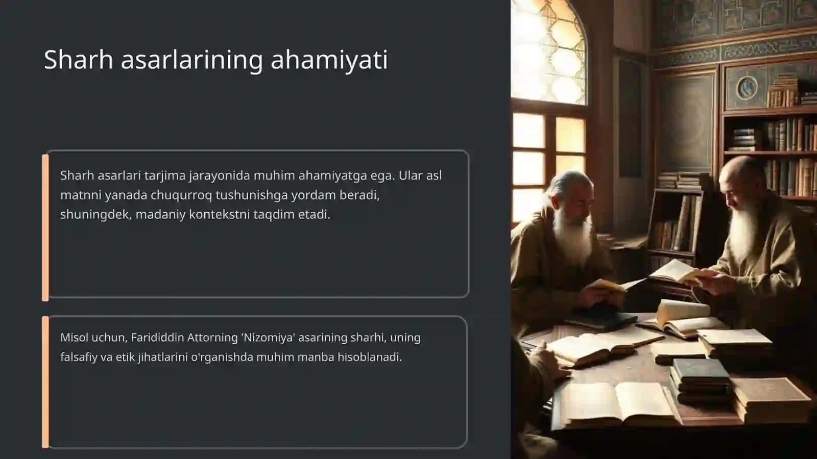 Tarjima va sharh asarlari orqali turkiy va arab-fors yozma merosining oʻzaro tasiri 4