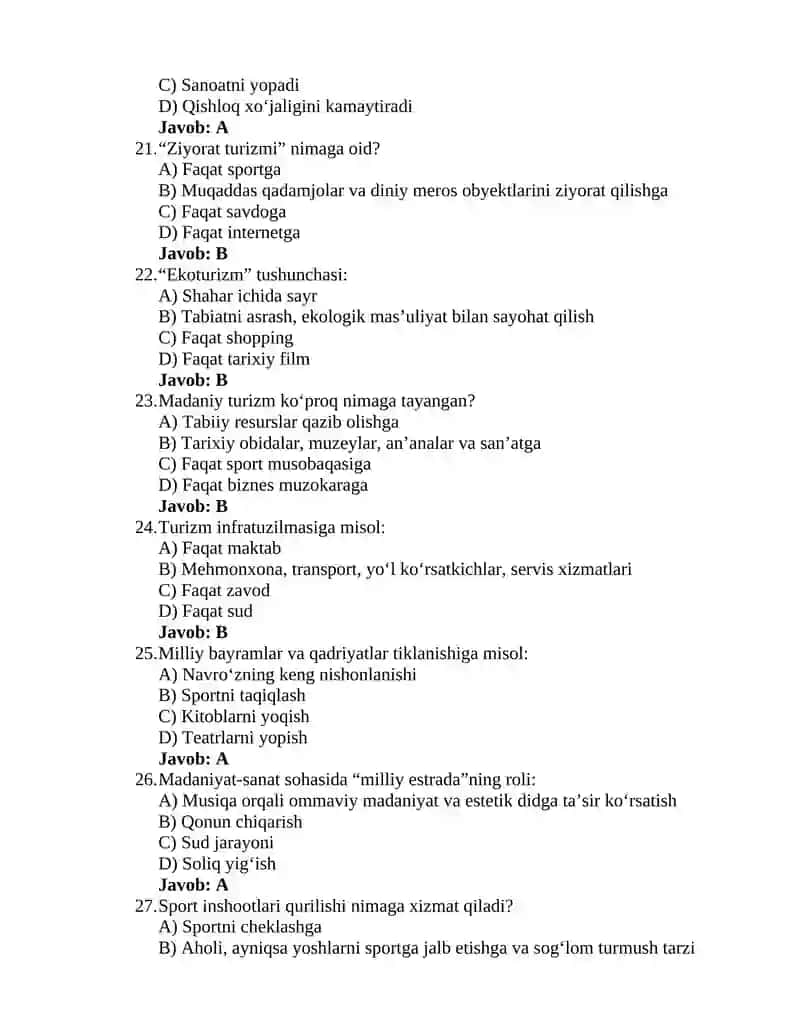 Oʻzbekistonning eng yangi tarixi 7-test 4