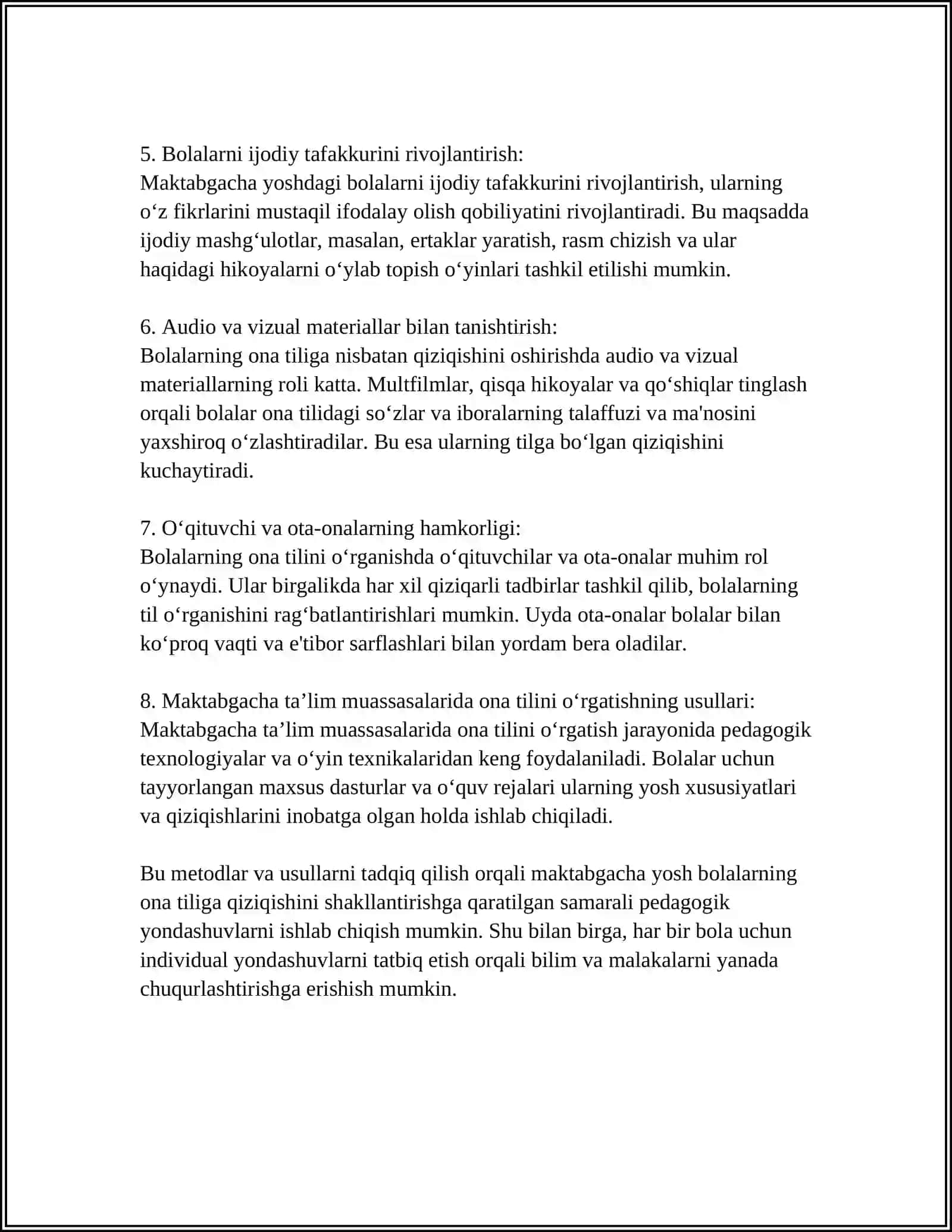 ONA TILI O’QITISHGA OID KICHIK TARBIYAVIY TADQIQOTLAR OLIB BORISH 4