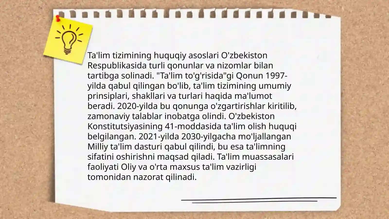 Ta'lim to'g'risidagi qonunning tuzilishi va umumiy mohiyati 4