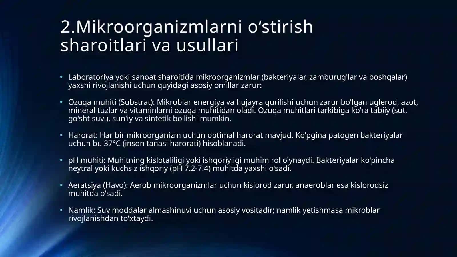 Mikroorganizmlarning kulturasining biotexnologik jarayonlari 4