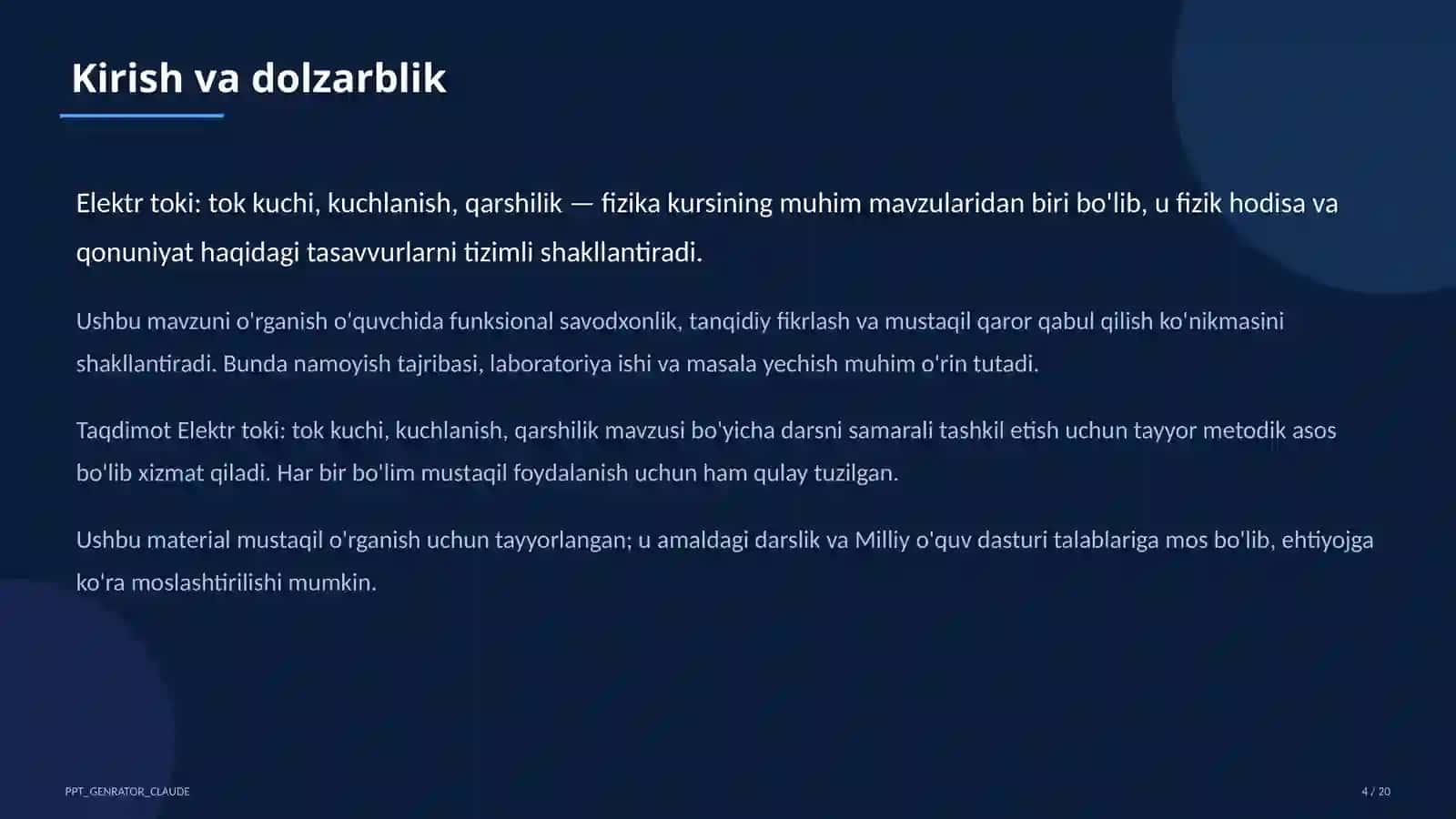 Elektr toki: tok kuchi, kuchlanish, qarshilik (8-sinf) 4