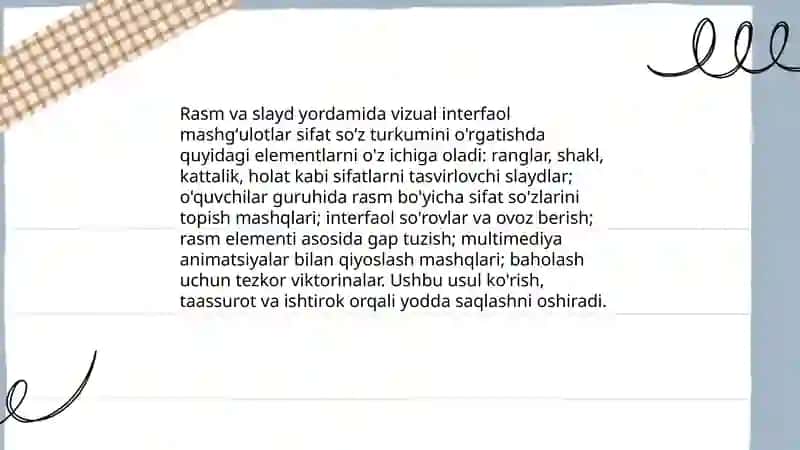 Sifat soʻz turkumini oʻrganishda interfaol usullardan foydalanish 4