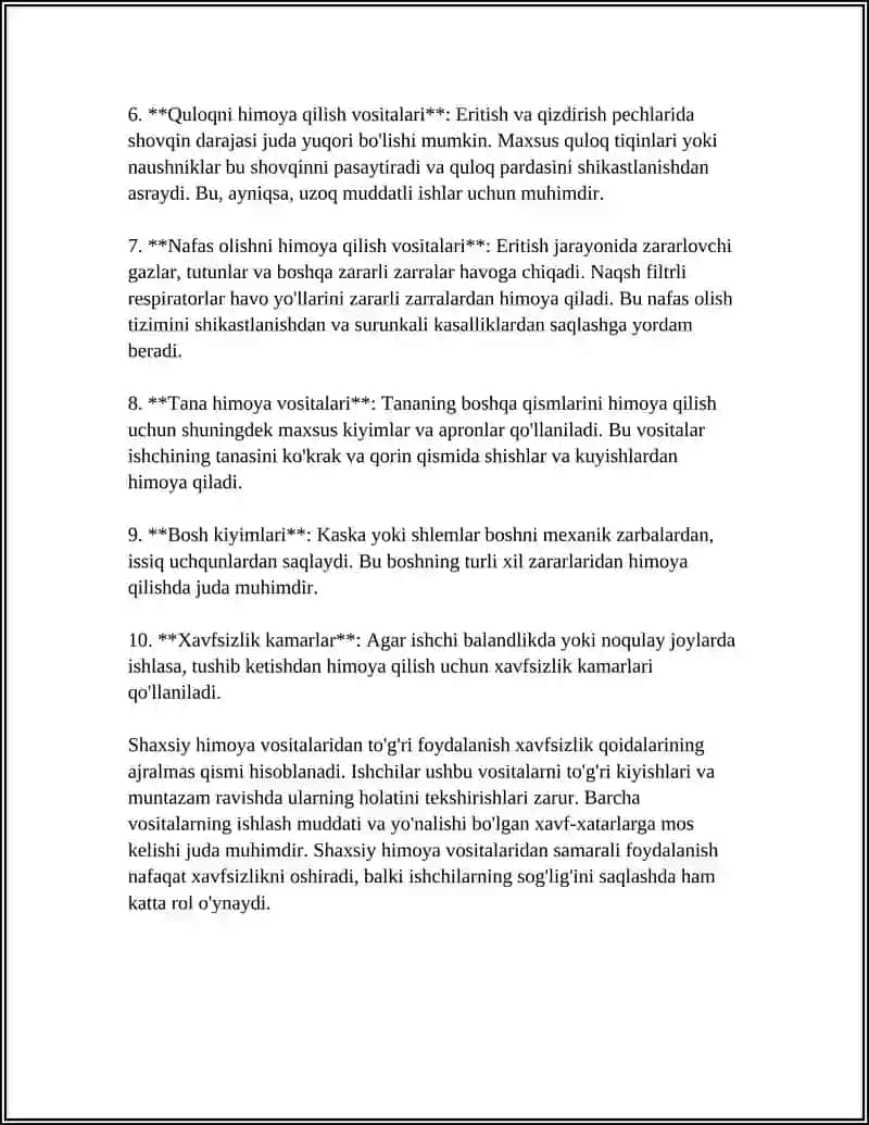 Eritish va qizdirish pechlarida ishlashda xavfsizlik qoidalari 4