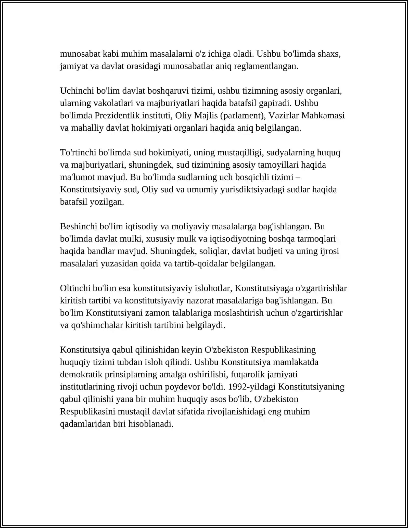 MUSTAQILLIK YILLARIDA DAVLAT BOSHQARUVI TIZIMIDA AMALGA OSHIRILGAN ISLOHOTLAR 4