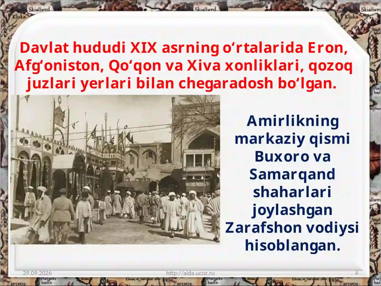 XIX asr o‘rtalarida O‘rta Osiyoda an‘anaviy davlatlar urtasidagi mazmun 4