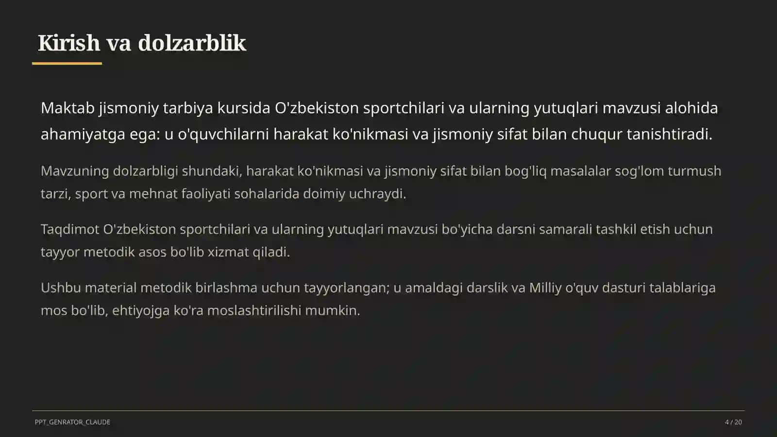 O'zbekiston sportchilari va ularning yutuqlari (11-sinf) 4