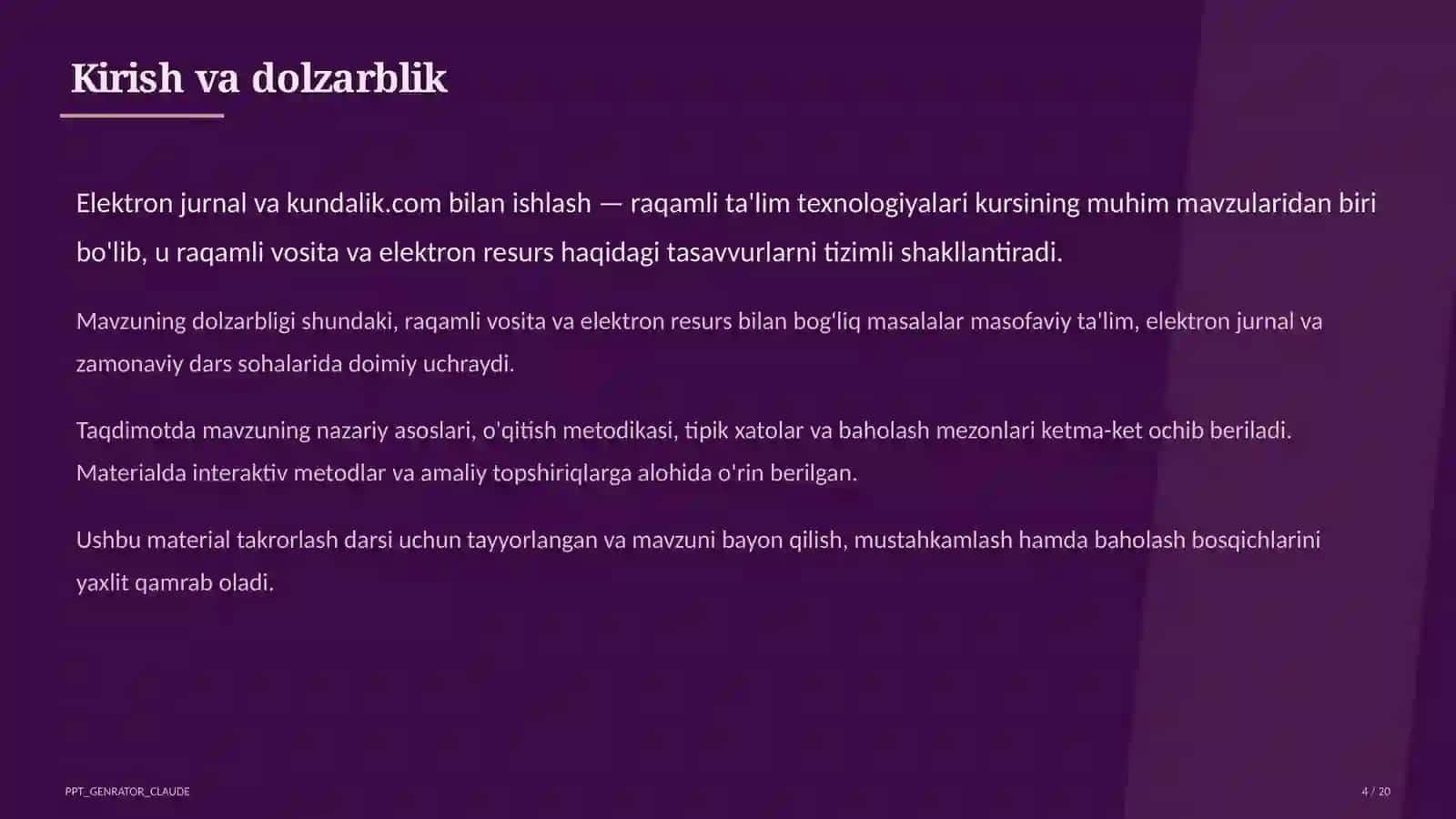 Raqamli ta'lim texnologiyalari — takrorlash darsi 4