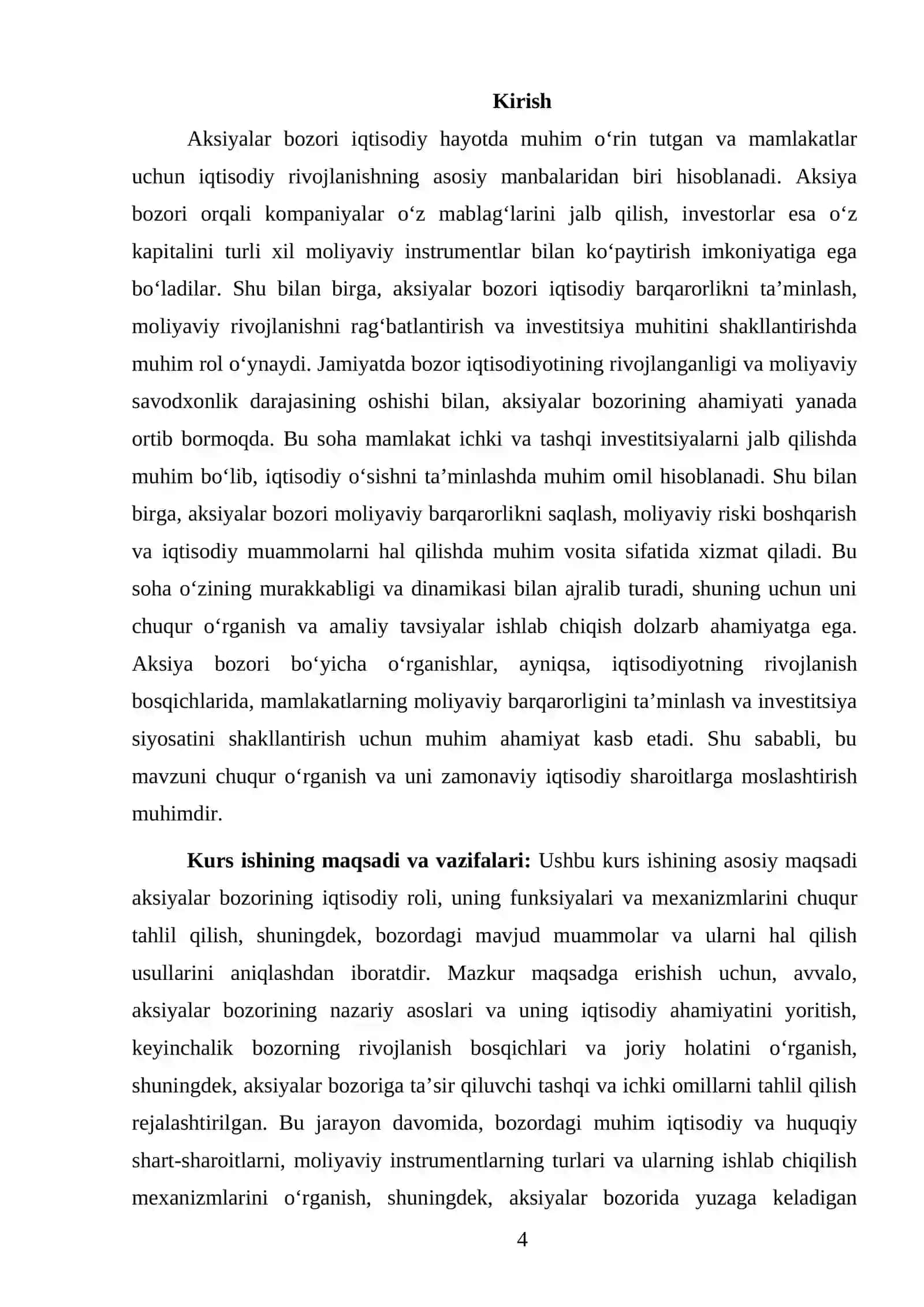 Moliya bozorlari va moliyaviy texnologiyalari fani 4