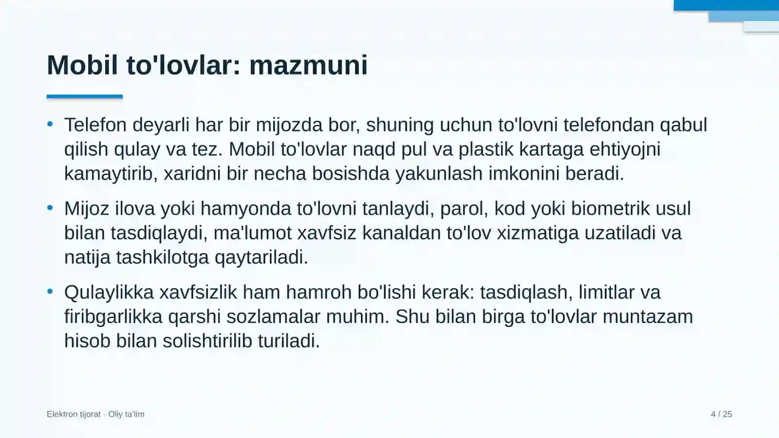 Mobil to'lovlar: mohiyati 4