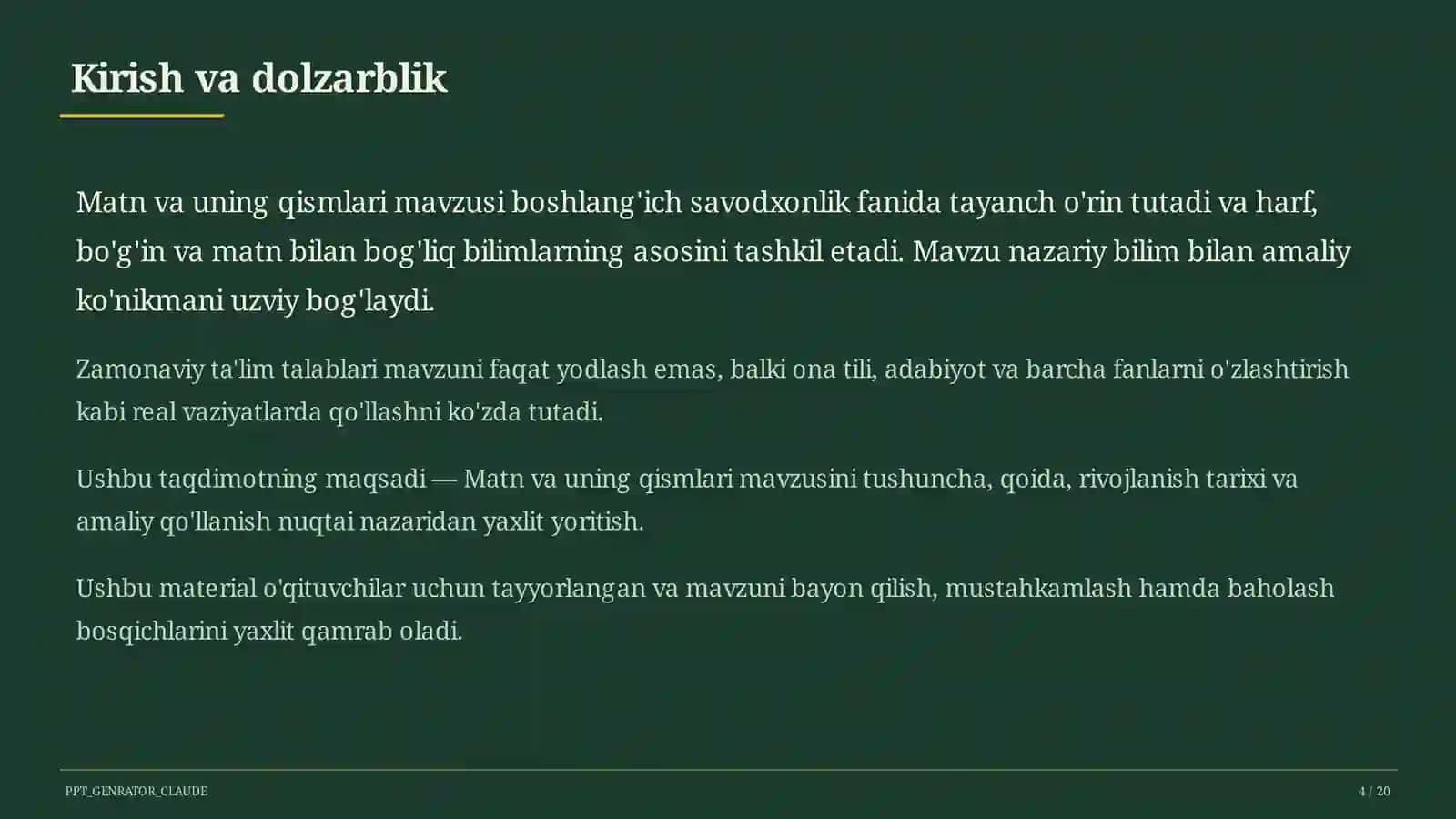 Matn va uning qismlari (3-sinf) 4