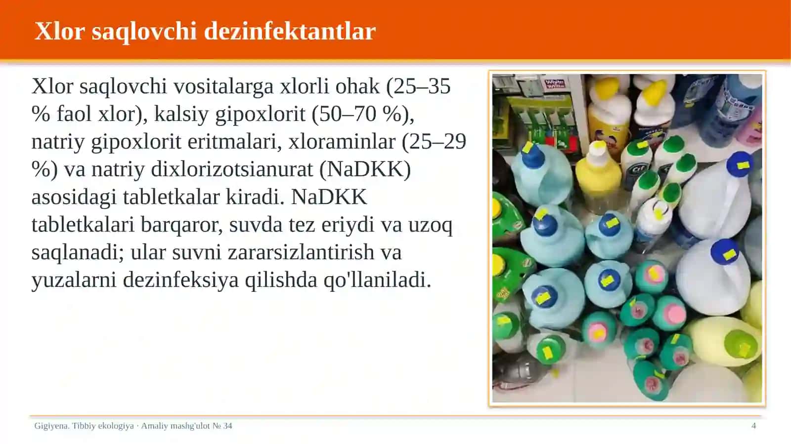 Tabletkalarda Xlor saqlovchi tabletkalar aniqlash 4