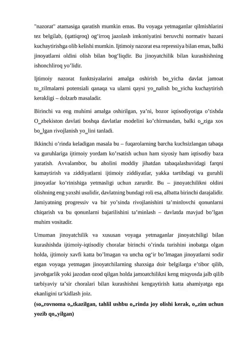 Voyaga yetmaganlar jinoyatlari uchun javobgarlik yoki jazodan ozod qilishning turlari 4