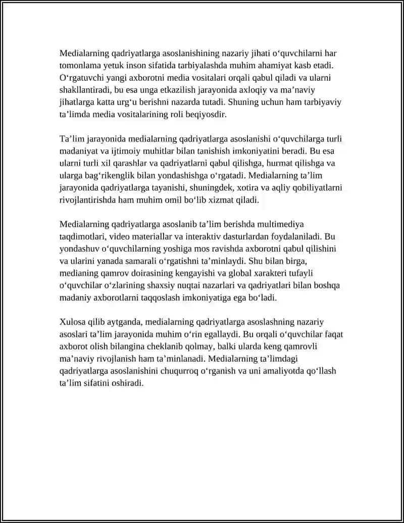 MEDIALARNING QADRIYATLARGA TAYANISHI VA ULARNING TARBIYAVIY AHAMIYATI 4
