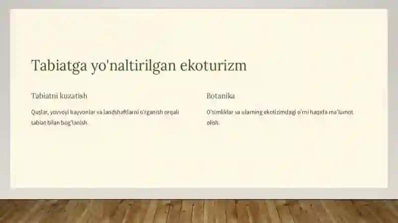 Ekoturizmning turlari 4