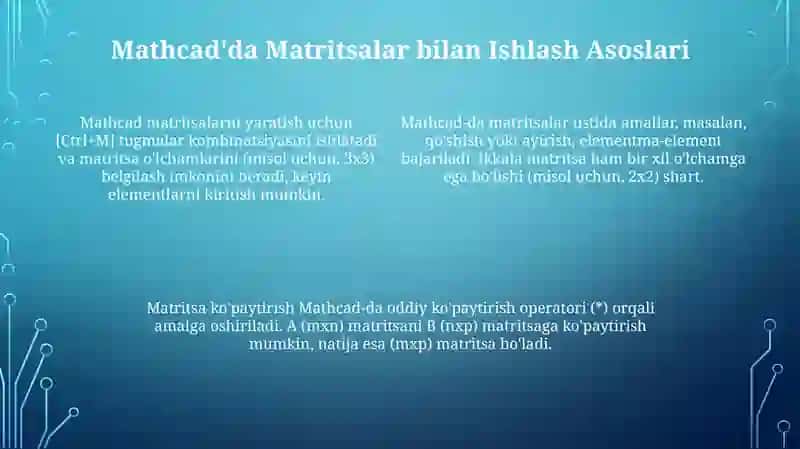 Mathcad'da matritsa amallari 4