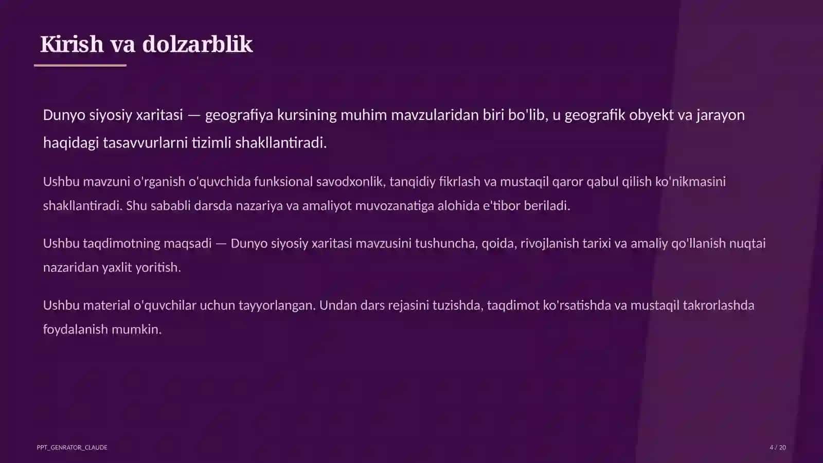 Dunyo siyosiy xaritasi (10-sinf) 4