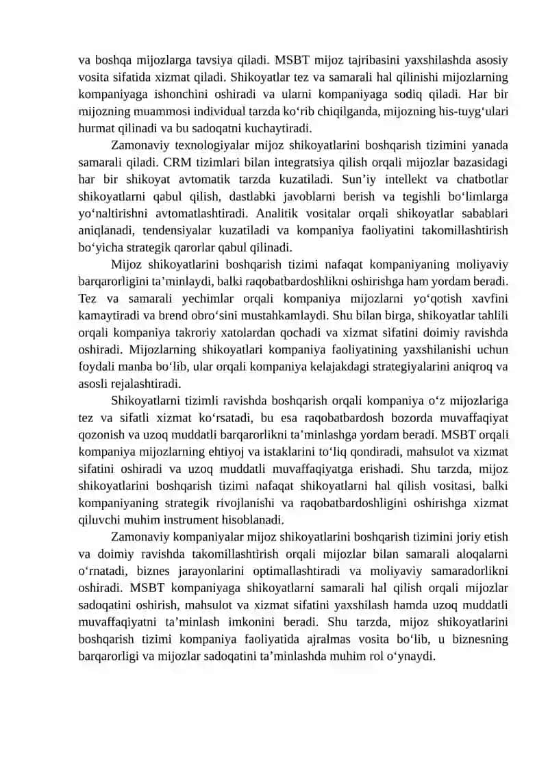 Mijoz shikoyatlari boshqarish tizimi 4