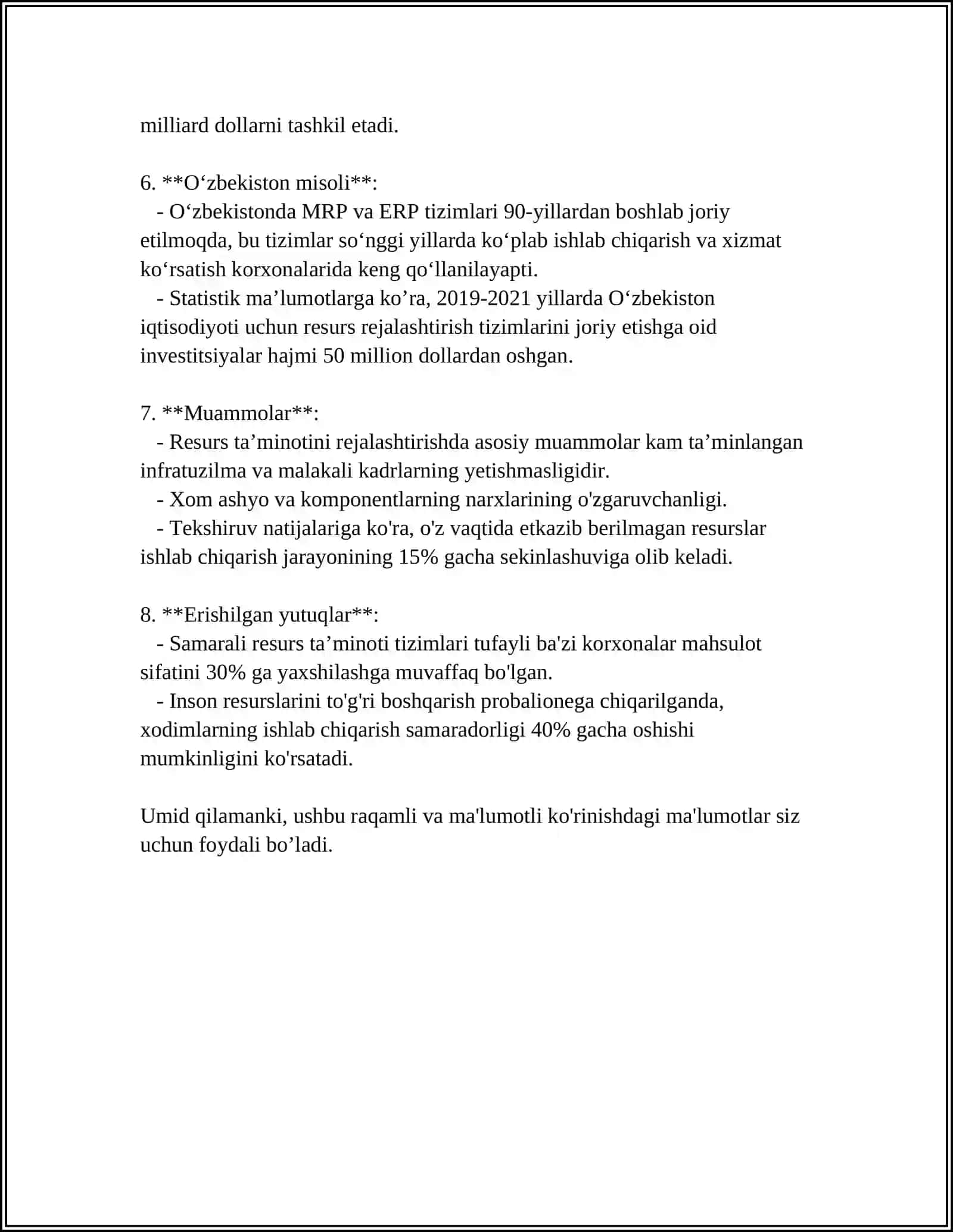 RESURSLARDAN FOYDALANISHDA RESURS TA’MINOTI MENEJMENTI 4