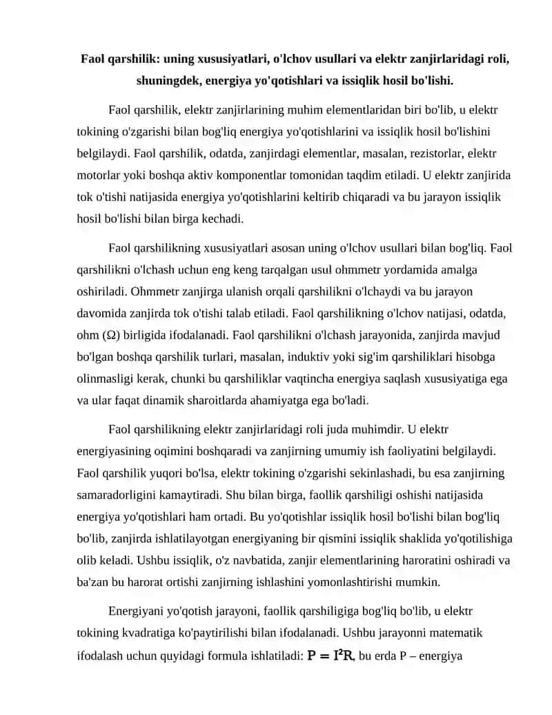 Elektr zanjirlarda faol, induktiv va sig'im qarshiliklari 4