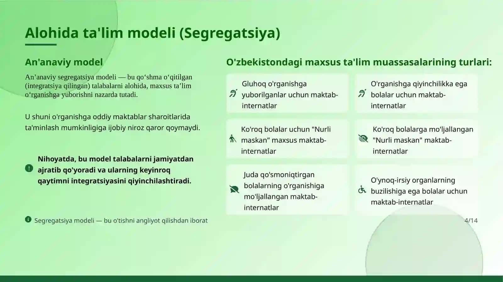 Inklyuziv ta'limning modellari tahlil va xususiyatlari 4
